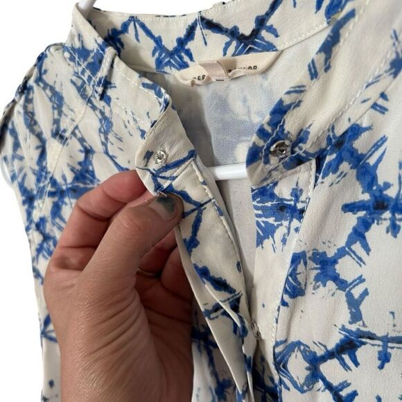 Rebecca Taylor Blue White Exclusive Tie-Dye Satin Sleeveless Short Romper Size 8 - Picture 4 of 12